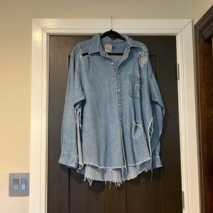 LF polo denim button up